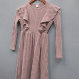 Girls Dress Size 8 Y Light Burgundy Round Neck Long Sleeve Dress Outfit